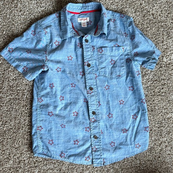 🧡 3/$15 - Cat & Jack Star Boys Button - Up Size Small 6/7 - Picture 2 of 7
